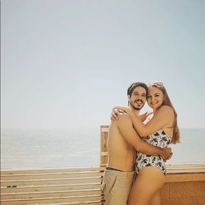 🌴black and white palm one piece🌴